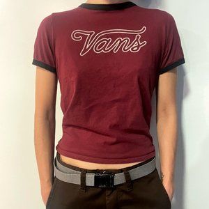 Burgundy VANS banded short sleeve t-shirt, S